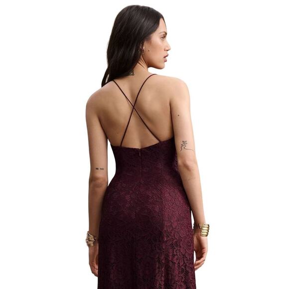 NWT Anthropologie BHLDN Emma Sweetheart Lace Gown in Dark Berry, Size 12 - Picture 3 of 16